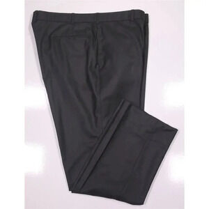 Edgar Pomeroy Bespoke Handmade Charcoal Gray Flat Front Wool Dress Pants 42x29